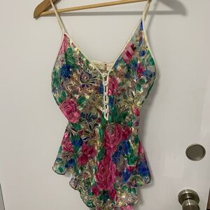 Vintage Victoria’s Secret Floral Multicolor Onesie Large